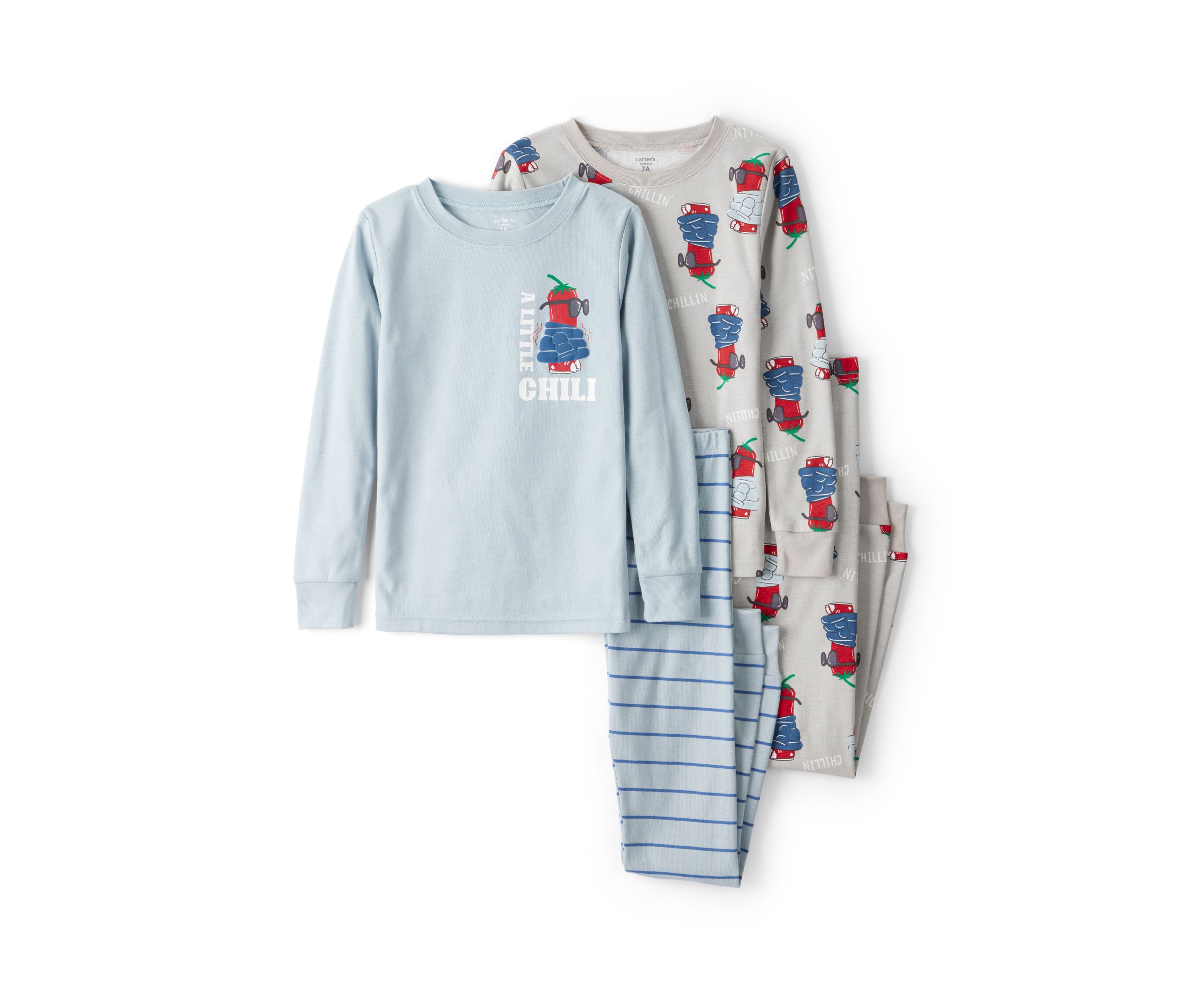 Boys 8-20 Chili Four Piece Printed Pajama Set