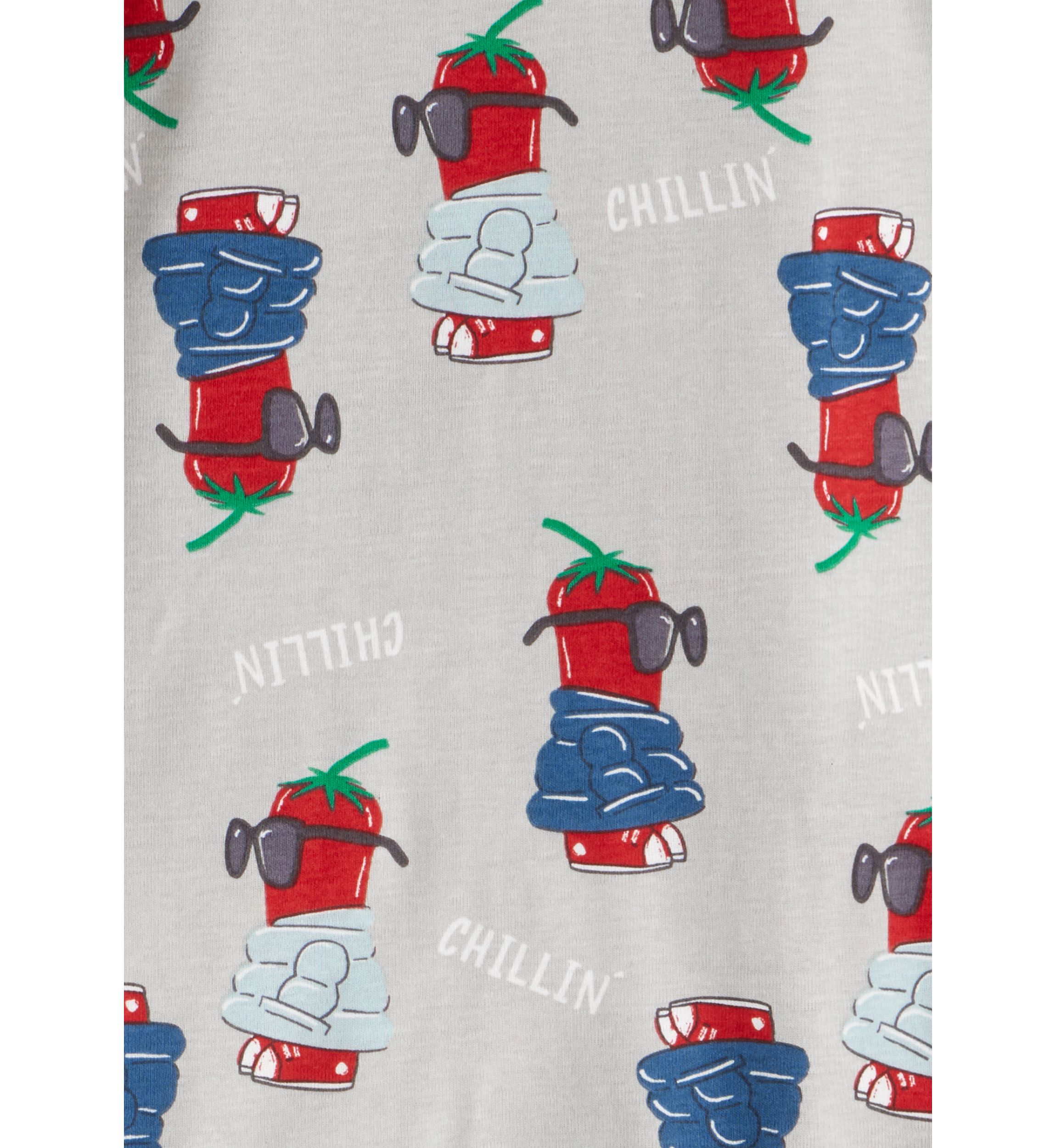 Boys 8-20 Chili Four Piece Printed Pajama Set