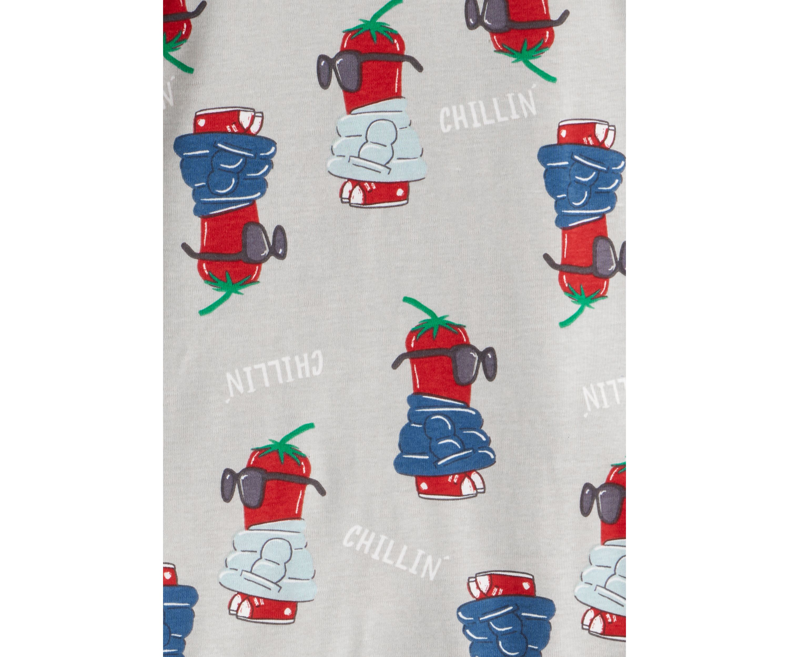 Boys 8-20 Chili Four Piece Printed Pajama Set