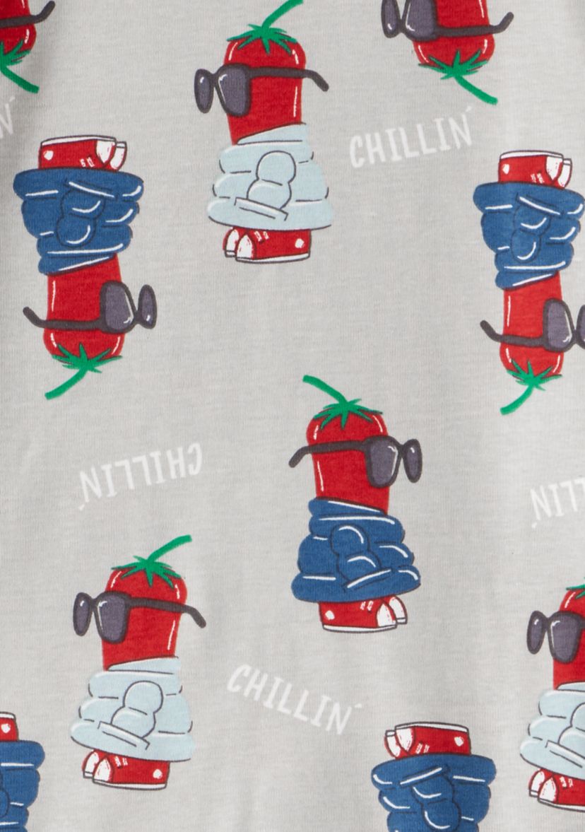 Boys 8-20 Chili Four Piece Printed Pajama Set