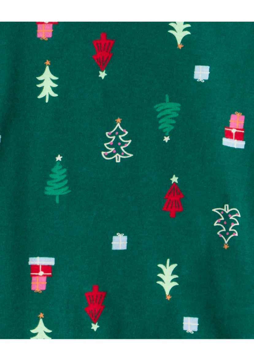 Toddler Boys Christmas Tree Print 100% Cotton Long-Sleeve Snug Fit 2-Piece Pajamas