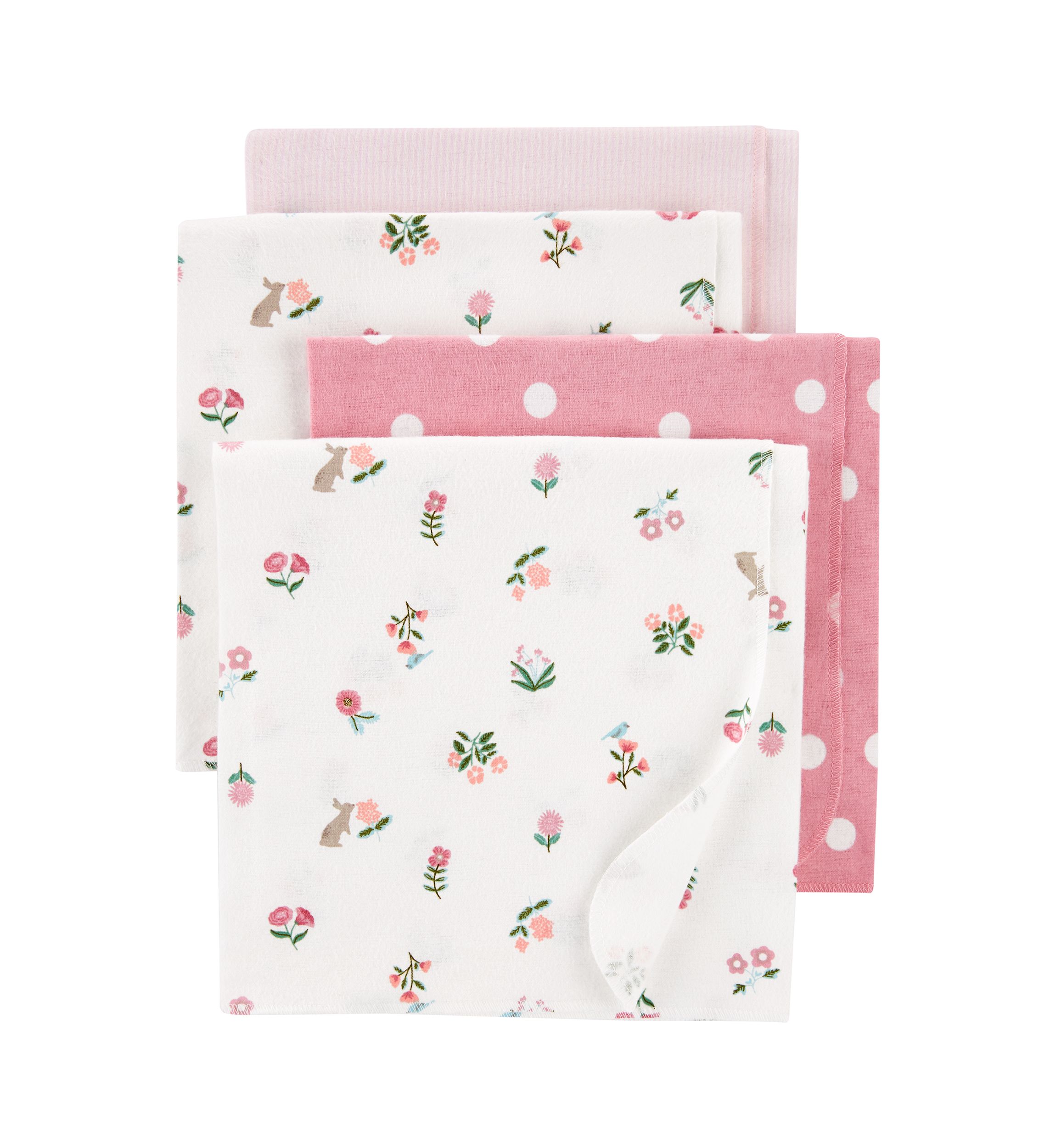 Baby Girls 4 Pack Receiving Blankets