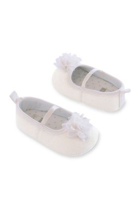 Carter S Baby Girl Ivory Glitter Chiffon Flower Mary Jane Crib