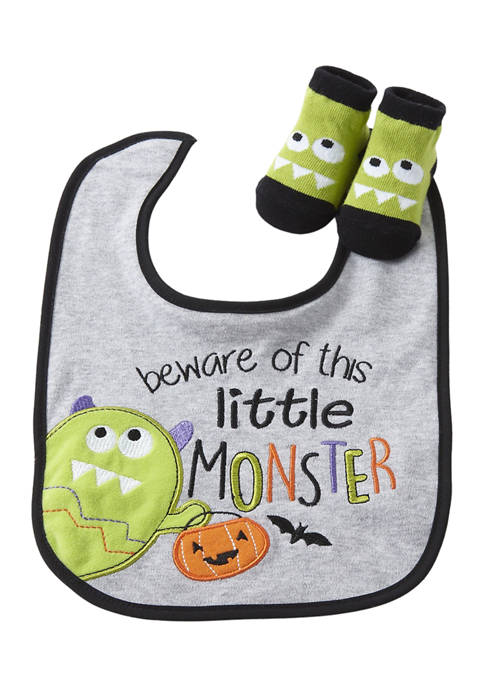 Baby Beware of Monsters Bib and Socks Set