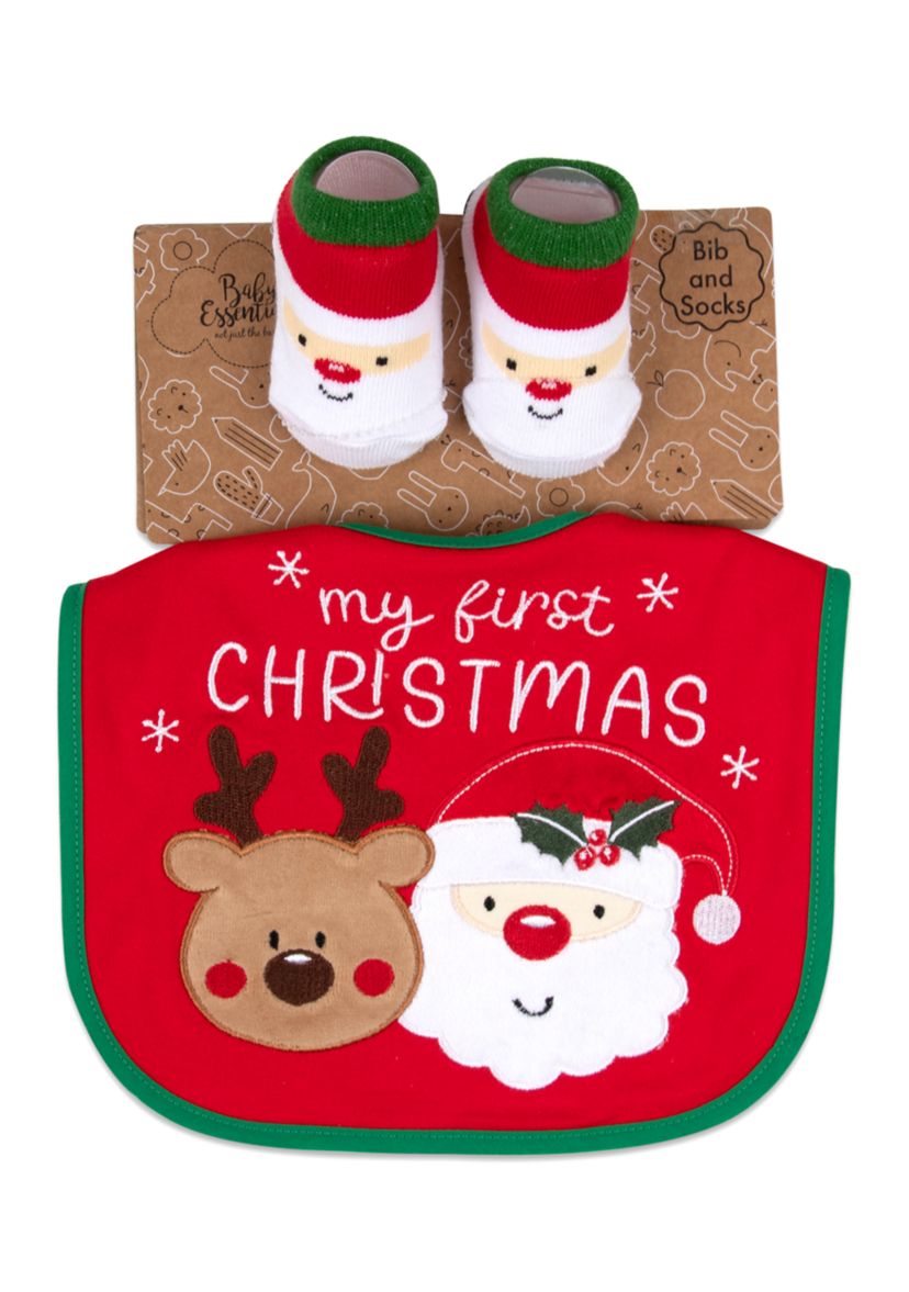 Baby Santa Reindeer Boots Bib Set