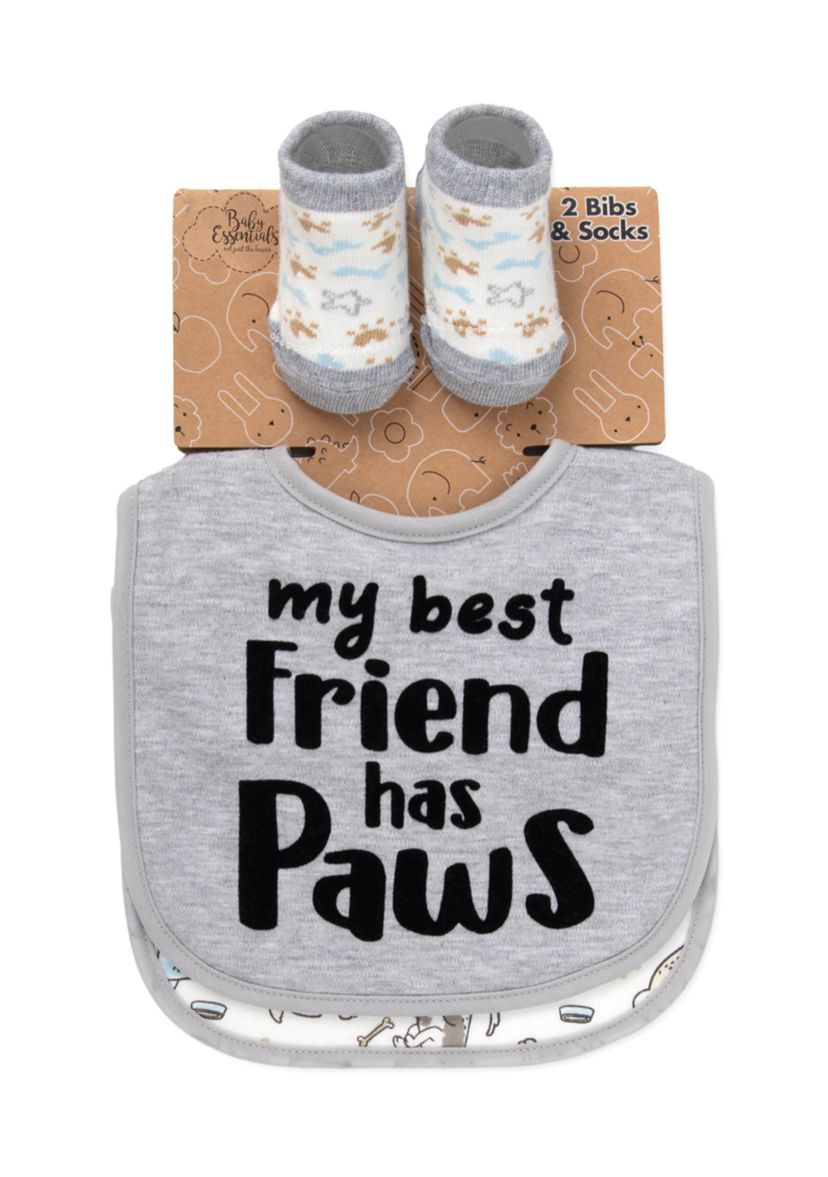 Baby Boys My Best Friend Has Paws Bib Set
