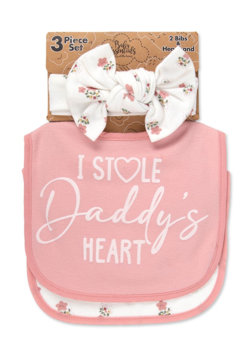 Baby Girls I Stole Daddys Heart Bib Set