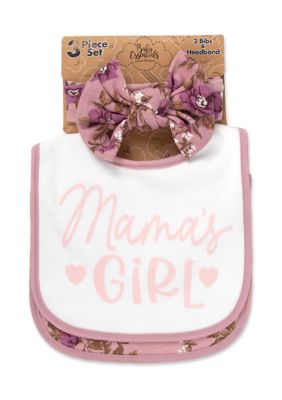 Baby Essentials Baby Girls Mamas Girl 2 Bibs and Headband Set