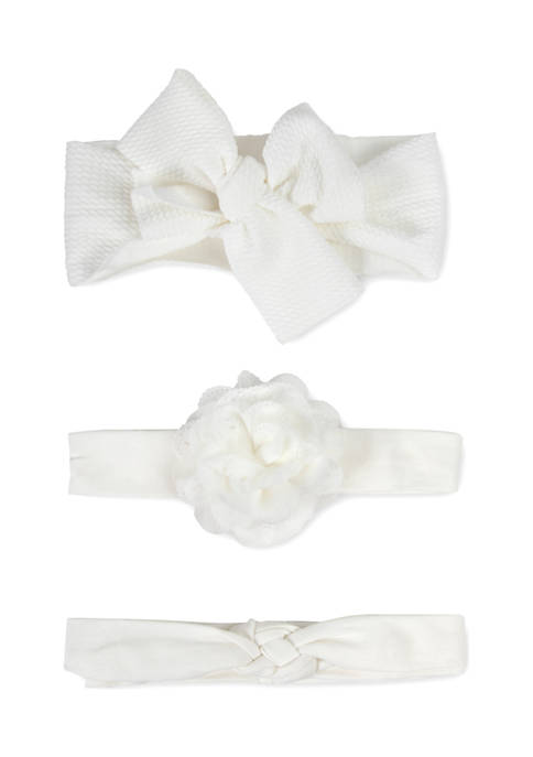 Baby Essentials Baby Girls Solid White Textured Bow