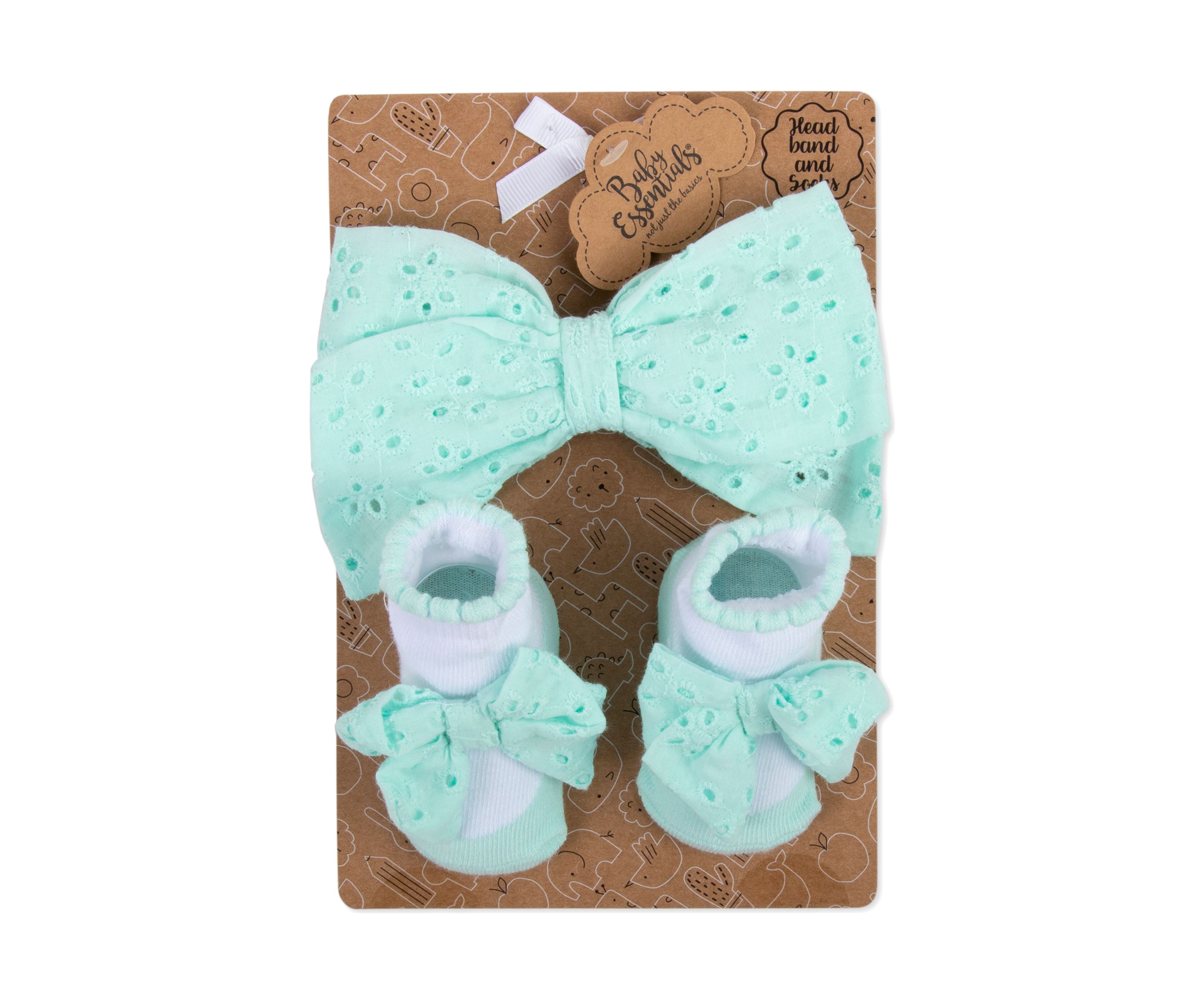 Baby Girls Green Floral Bow and Socks Set