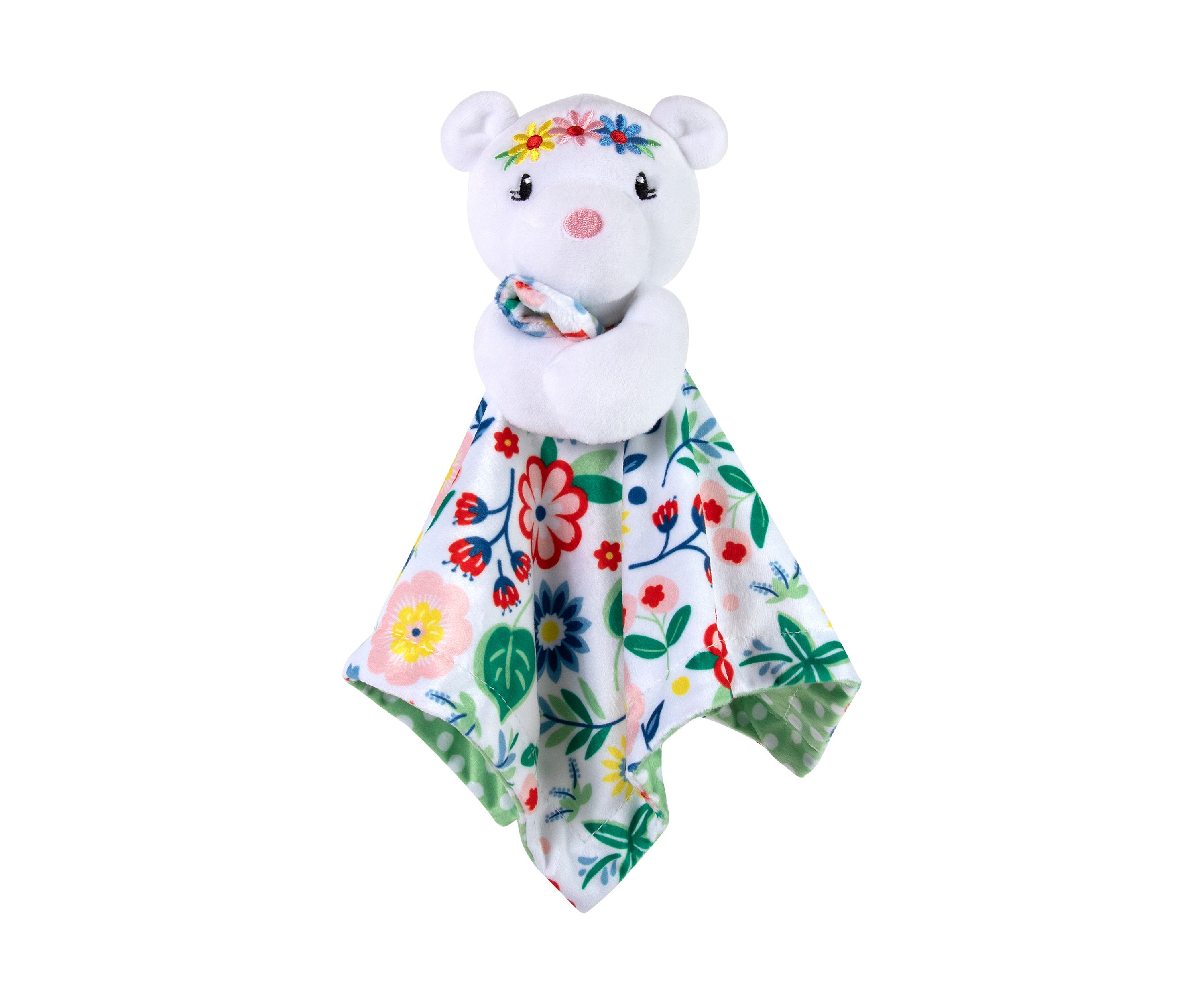Floral Printed Bear Lovey Blanket