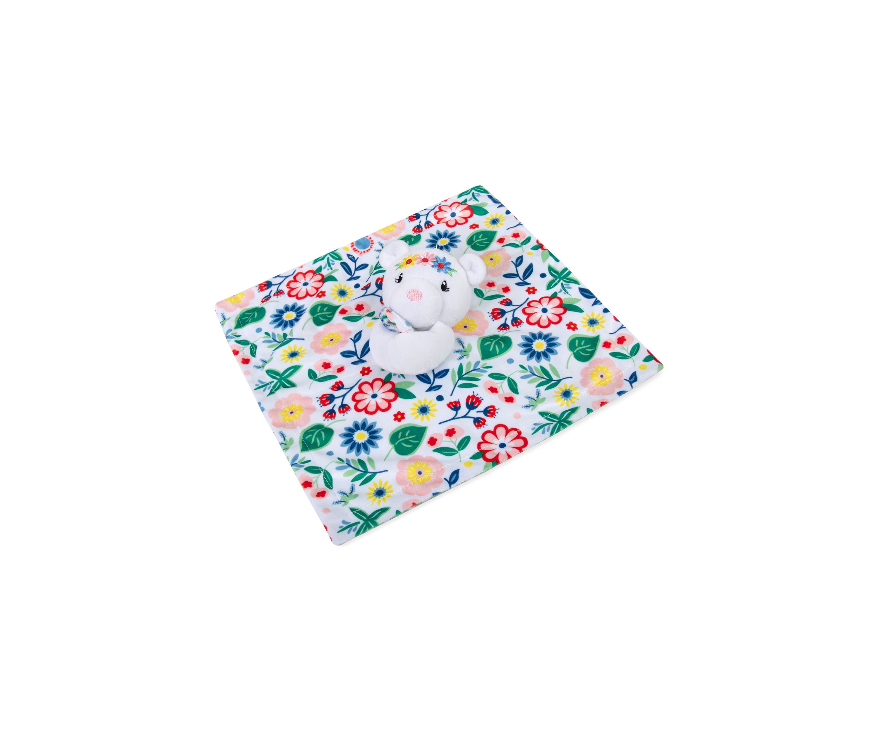 Floral Printed Bear Lovey Blanket
