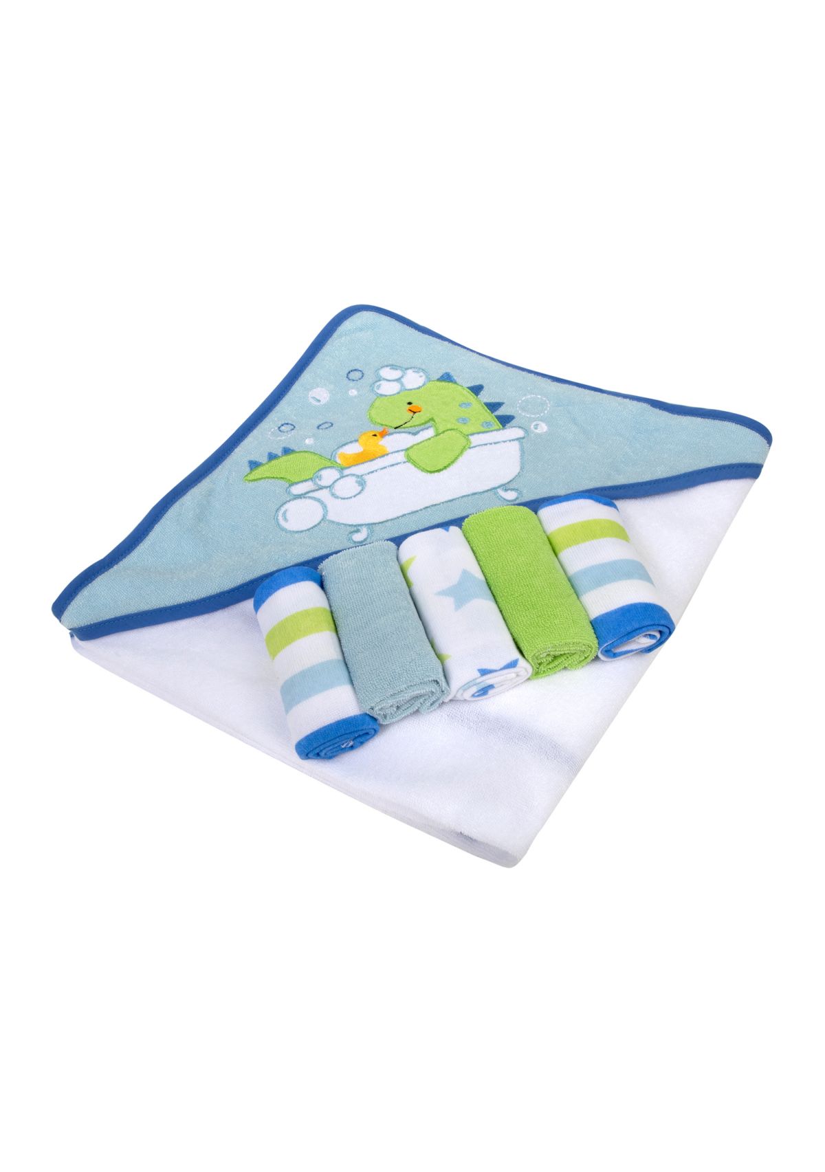 Baby Boys Hooded Towel and Washcloths 6 Piece Set