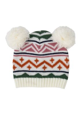 Girls Pom Pom Winter Hat Set