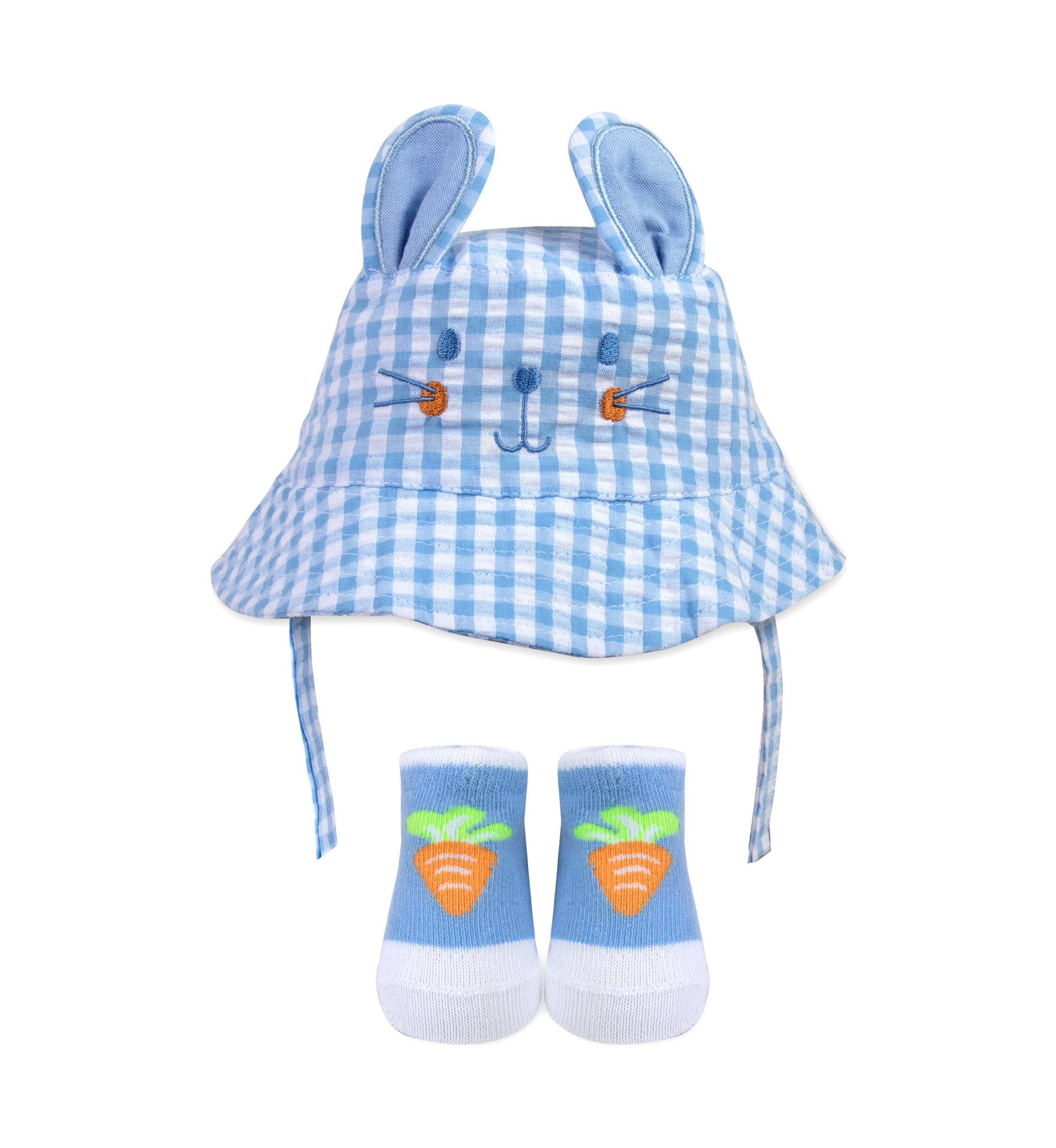 Plaid Bunny Hat and Socks Set 
