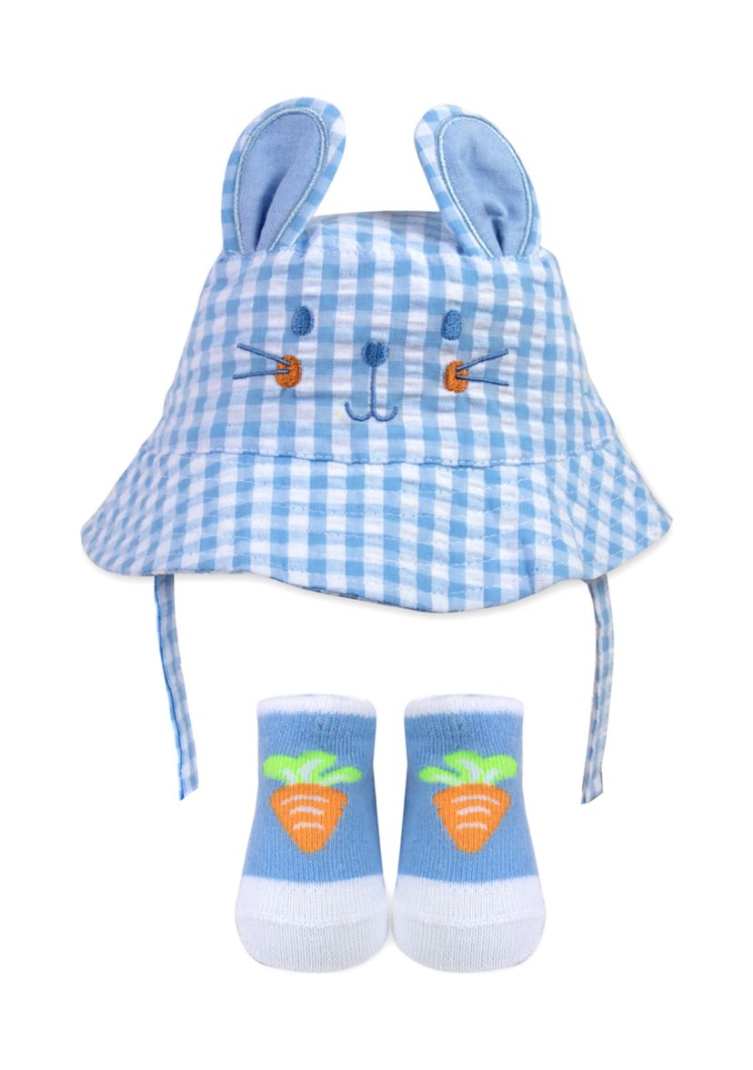 Plaid Bunny Hat and Socks Set 