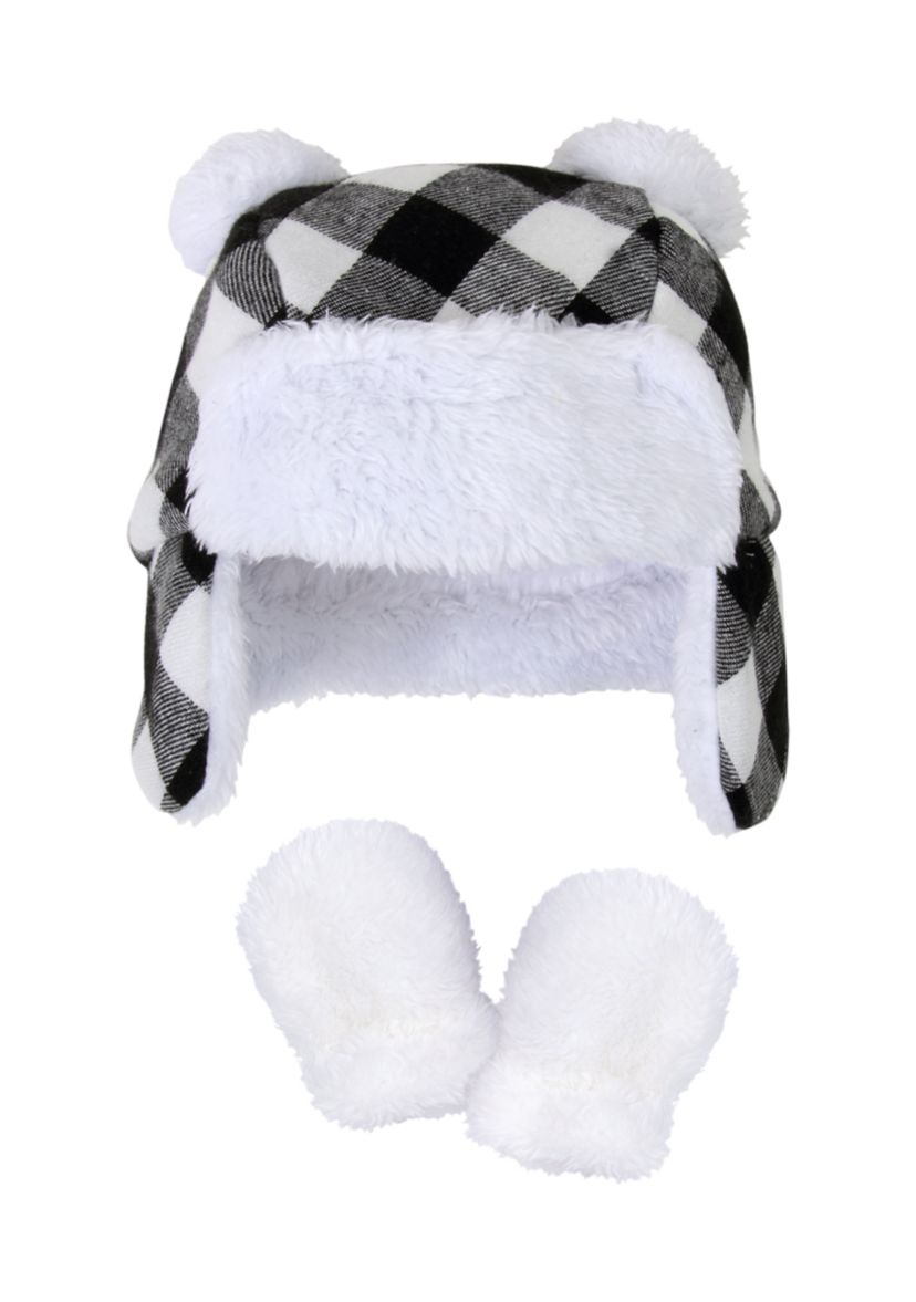 Baby Girls Plaid Hat and Glove Set