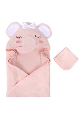 Baby Girls Hooded Elephant Towel Set