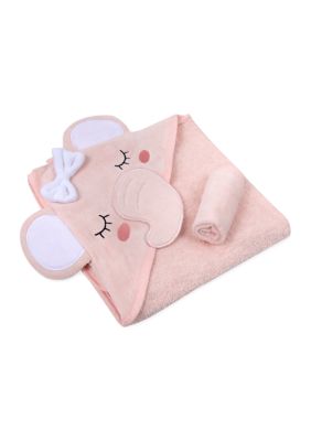 Baby Girls Hooded Elephant Towel Set