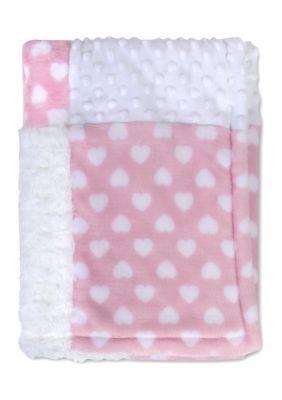 Baby Girls Pink Heart Blanket with Bunny Set 