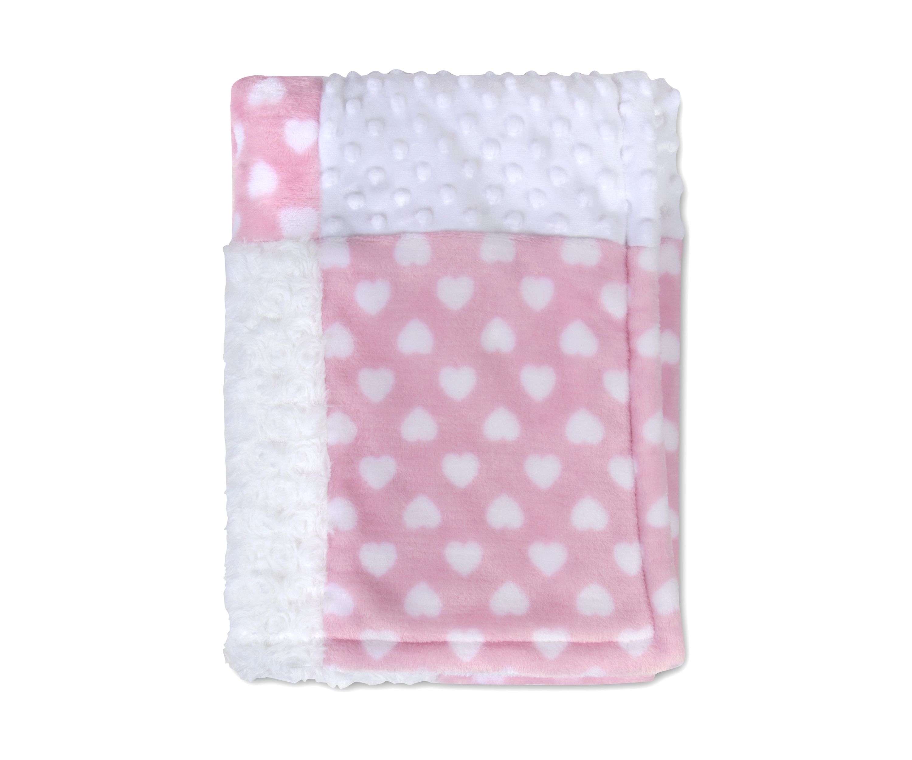 Baby Girls Pink Heart Blanket with Bunny Set 