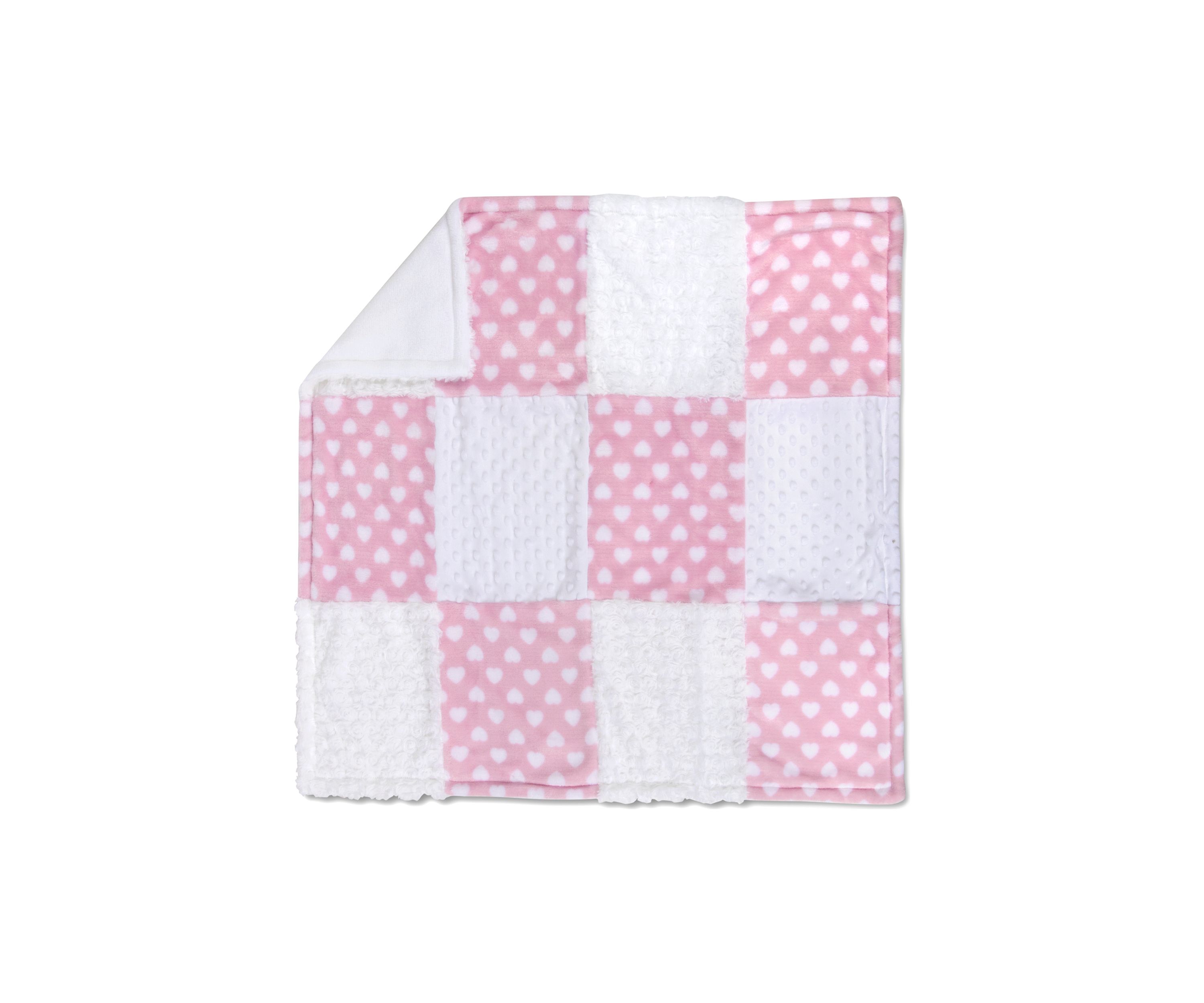 Baby Girls Pink Heart Blanket with Bunny Set 