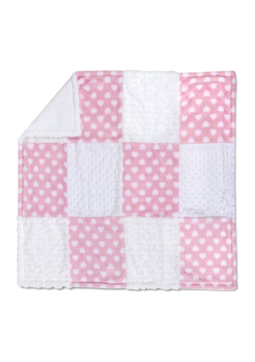 Baby Girls Pink Heart Blanket with Bunny Set 