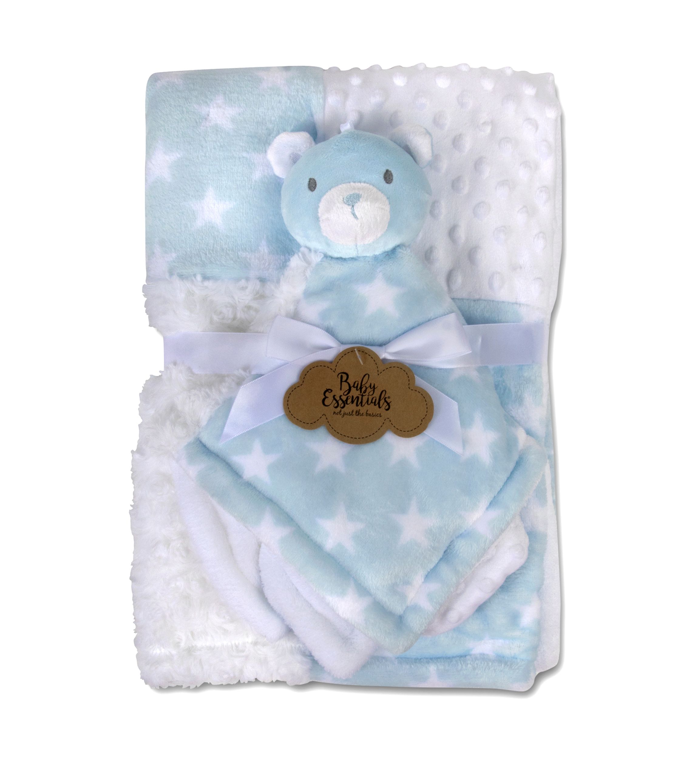 Baby Boys Blue Star Blanket with Bear