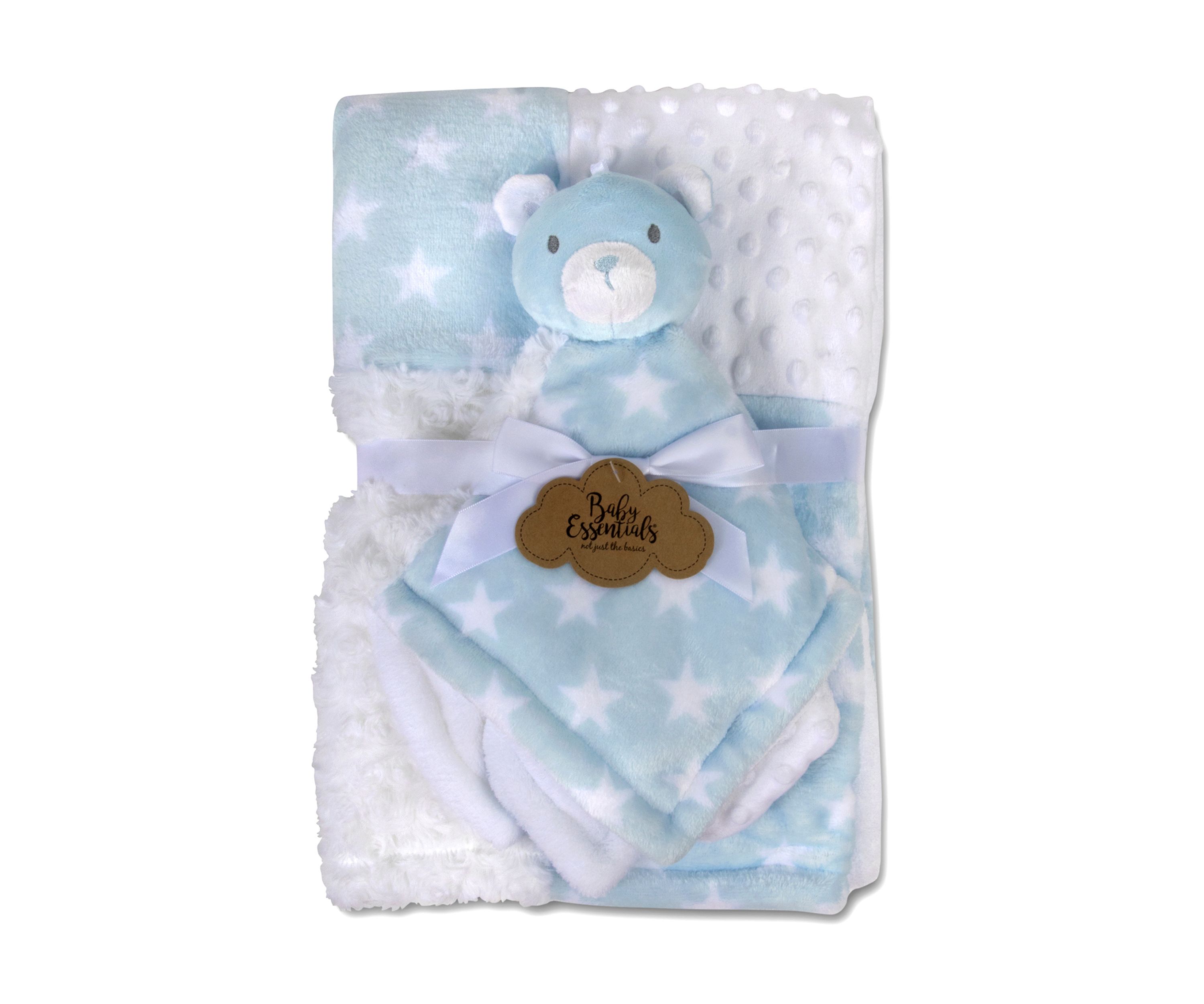 Baby Boys Blue Star Blanket with Bear