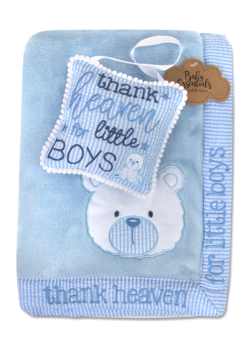 Baby Boys Thank Heaven Blanket and Plaque