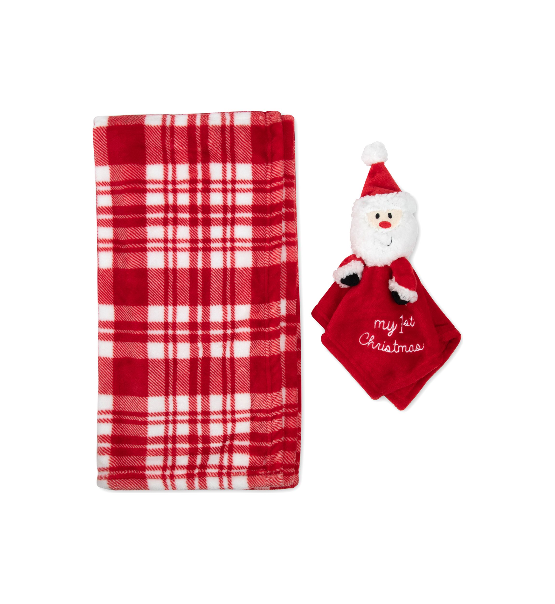 Baby Plaid Printed Receiving Blanket with Matching Security Blanket