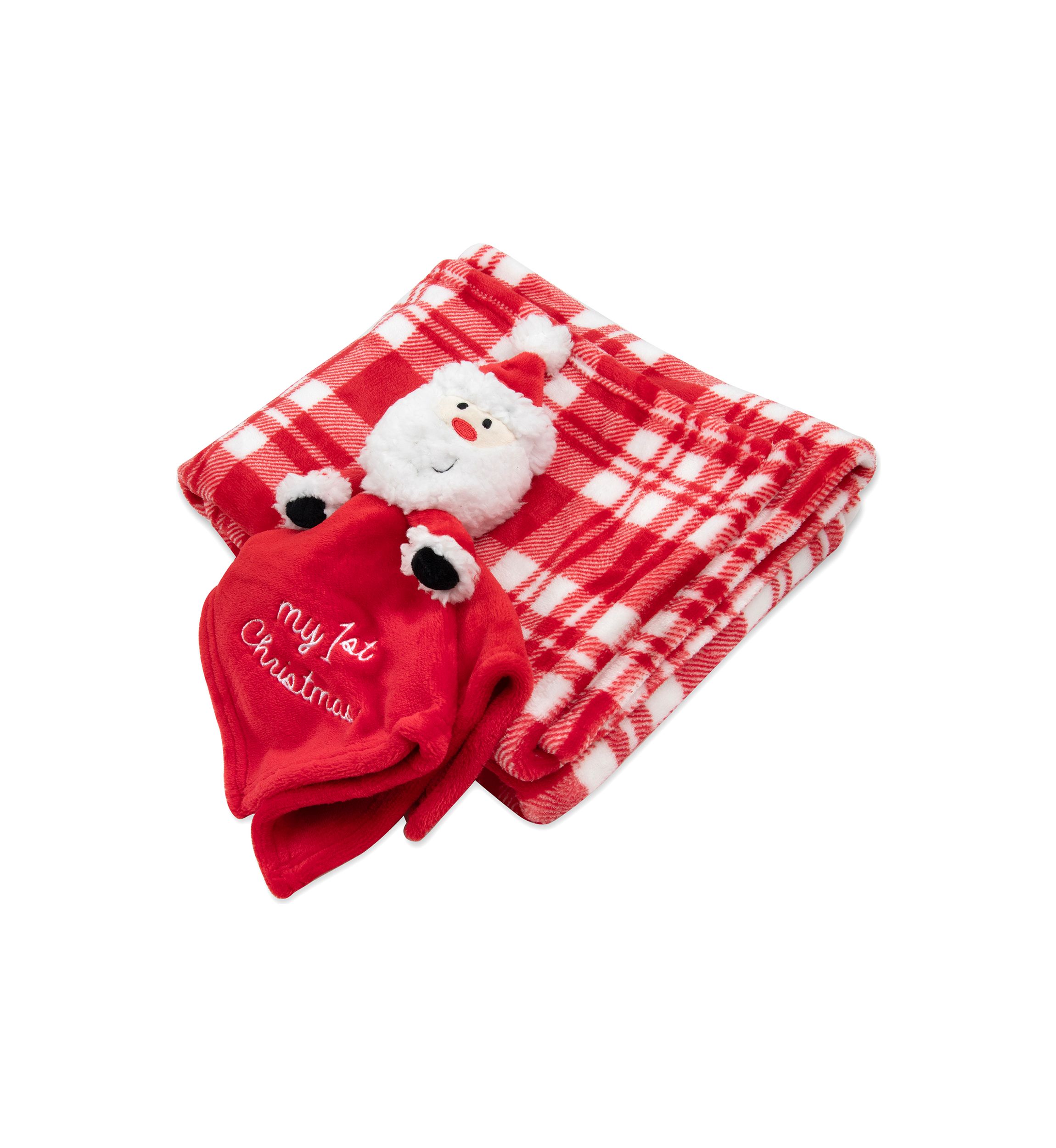 Baby Plaid Printed Receiving Blanket with Matching Security Blanket