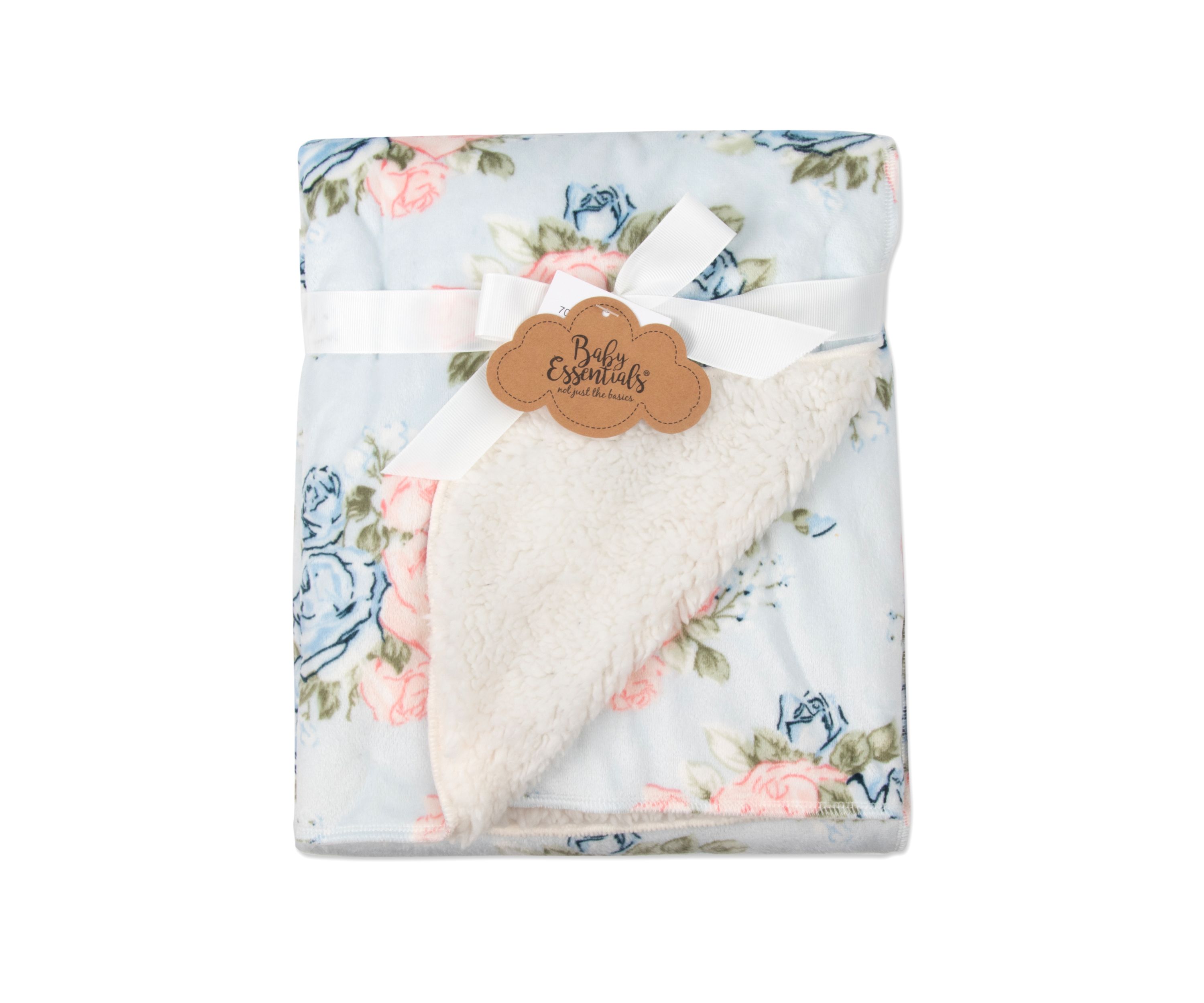 Baby Rose Print Sherpa Blanket 
