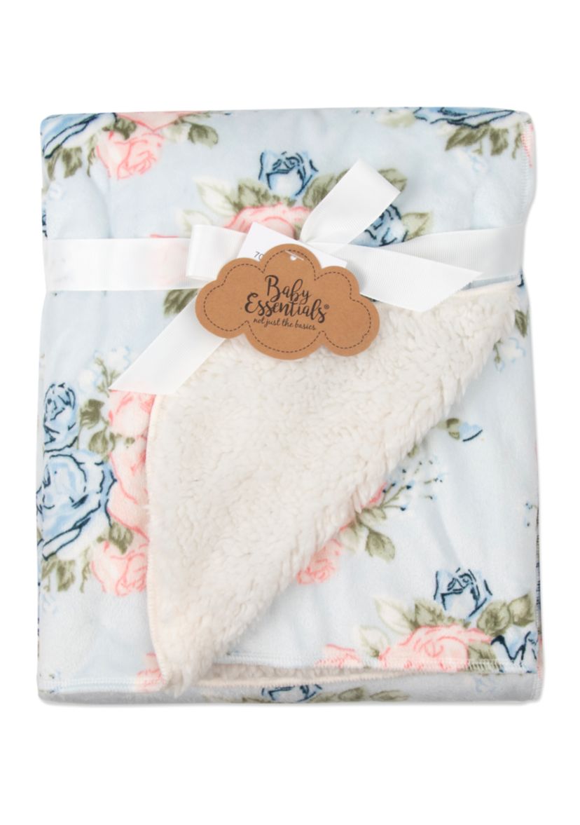 Baby Rose Print Sherpa Blanket 