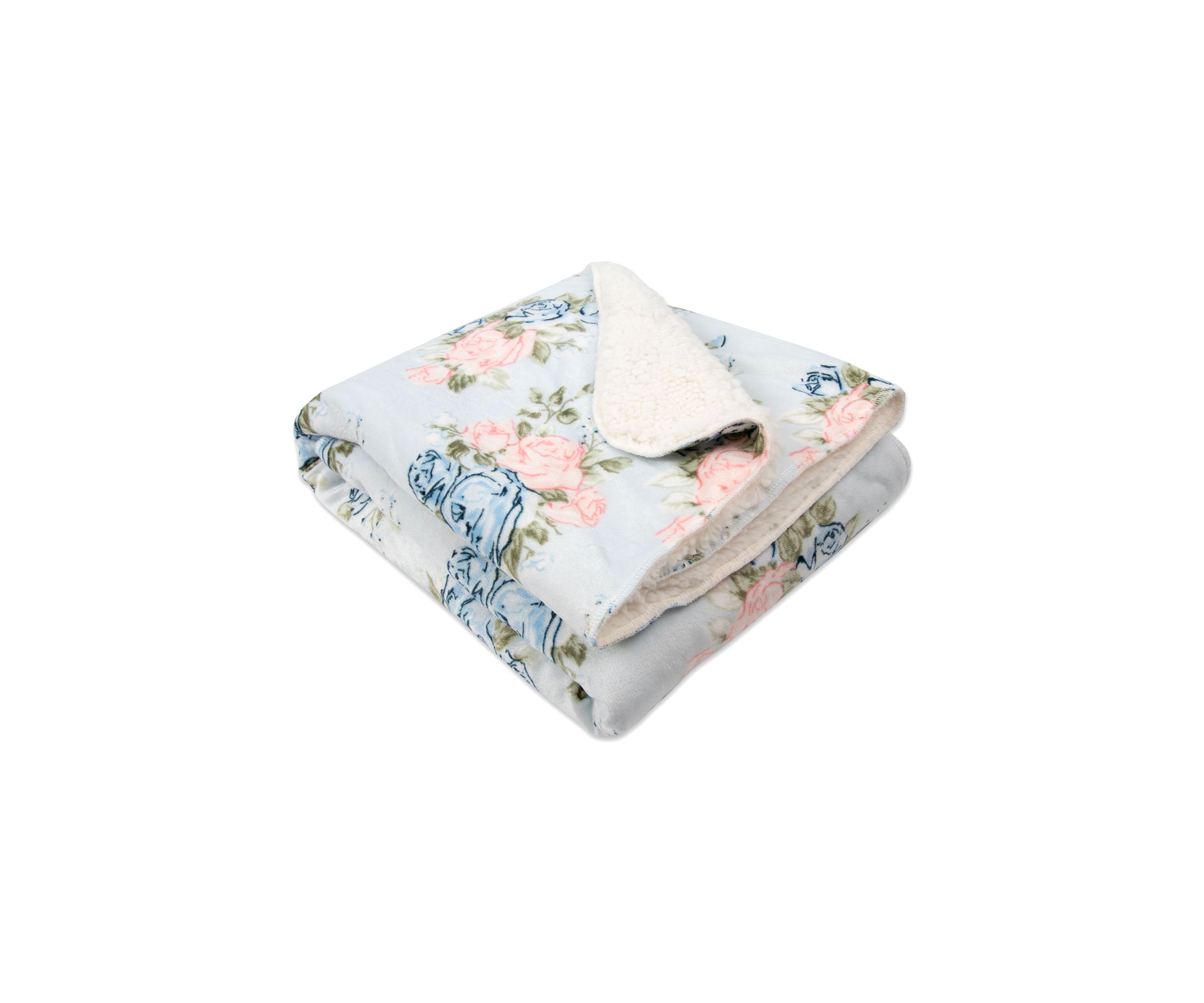 Baby Rose Print Sherpa Blanket 