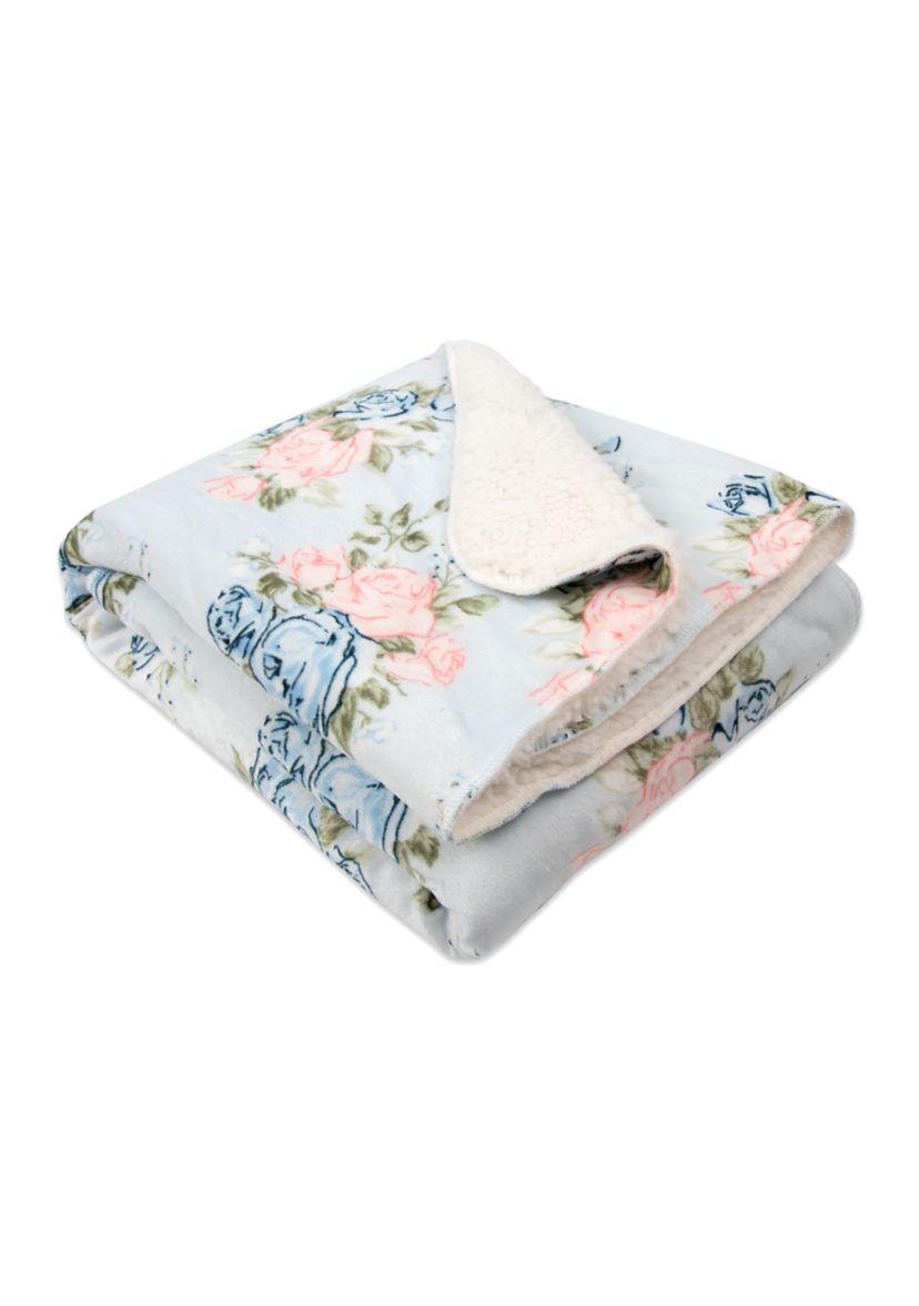 Baby Rose Print Sherpa Blanket 