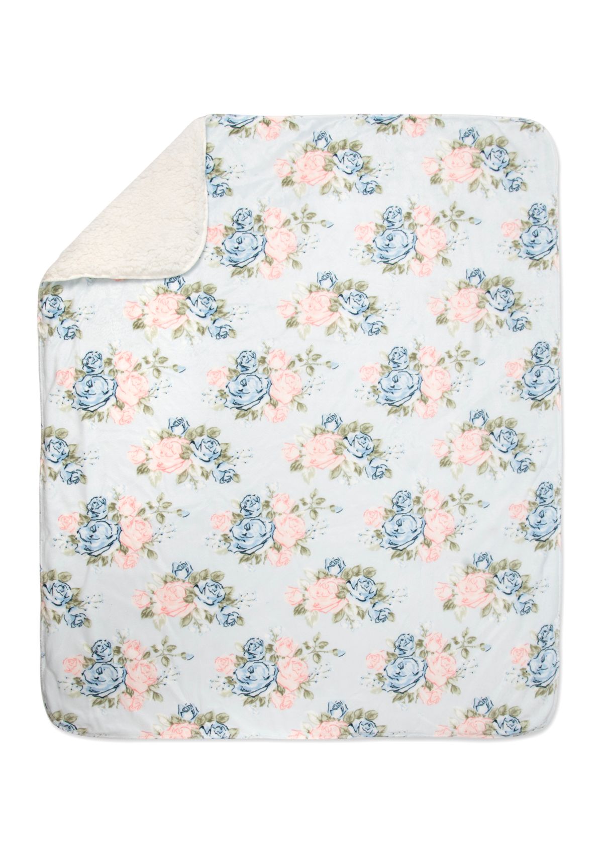 Baby Rose Print Sherpa Blanket 