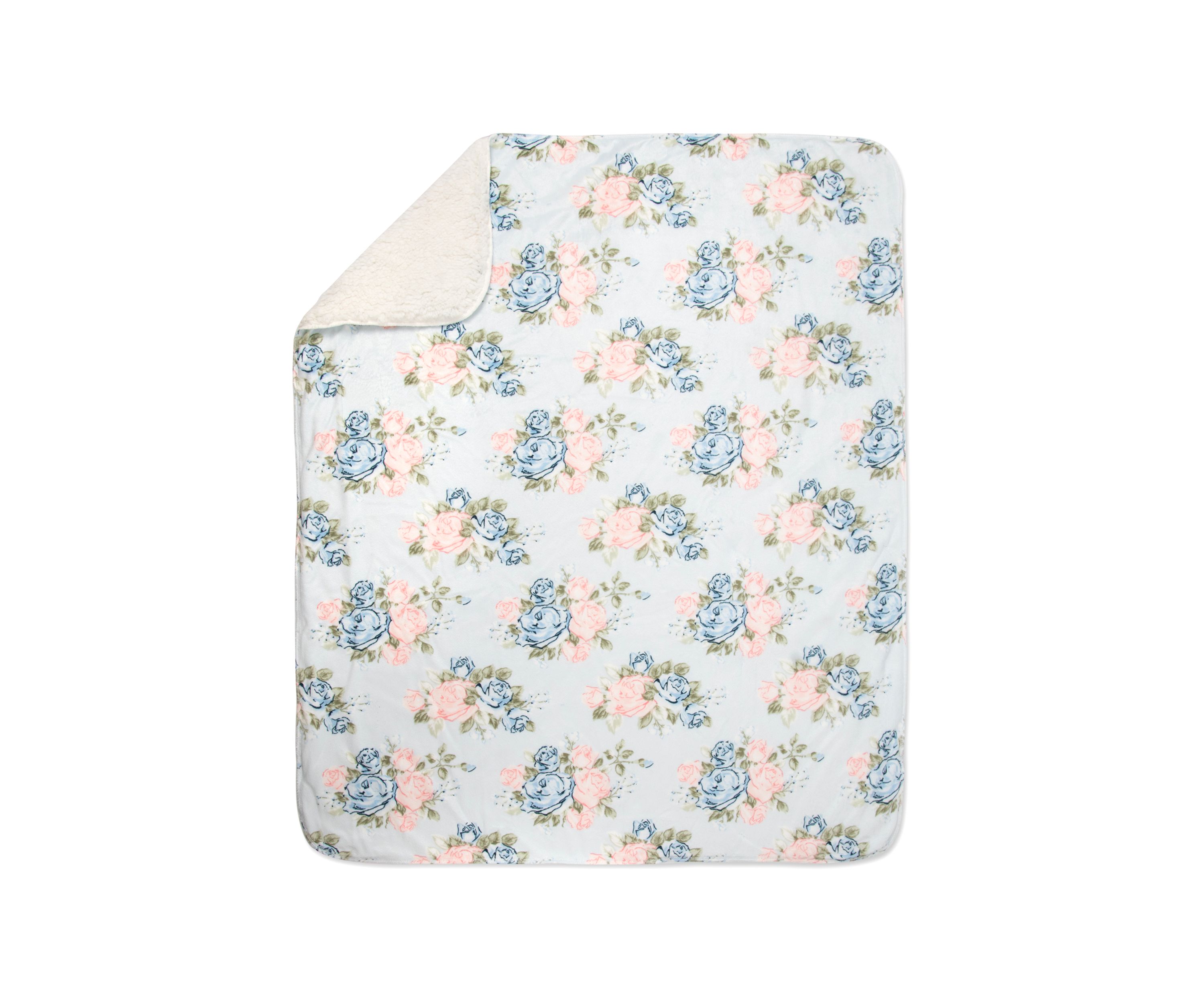 Baby Rose Print Sherpa Blanket 