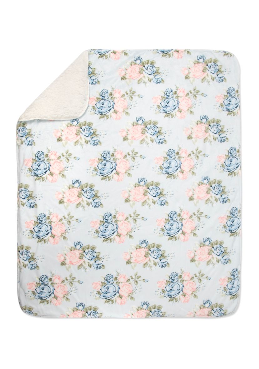 Baby Rose Print Sherpa Blanket 