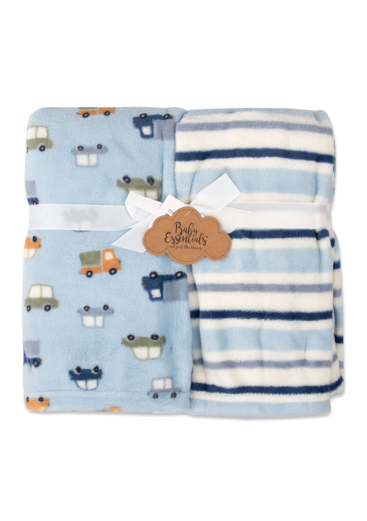 Baby 2-Pack Car and Stripe Blankets