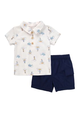 Baby Essentials Baby Boys Polo Shirt and Shorts Set, Navy Blue, 18 Months