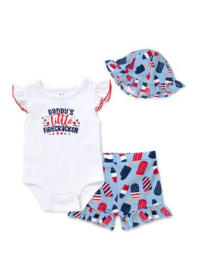 Baby Essentials Baby Girls Daddy's Little Firecracker Set, Blue, 9 Months
