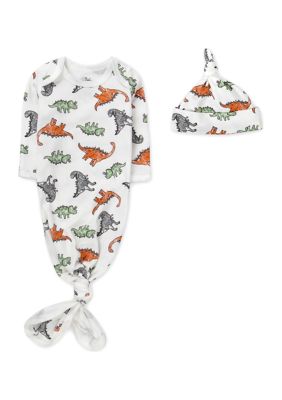 Baby Boys Dino Printed Sleep Bodysuit with Cap