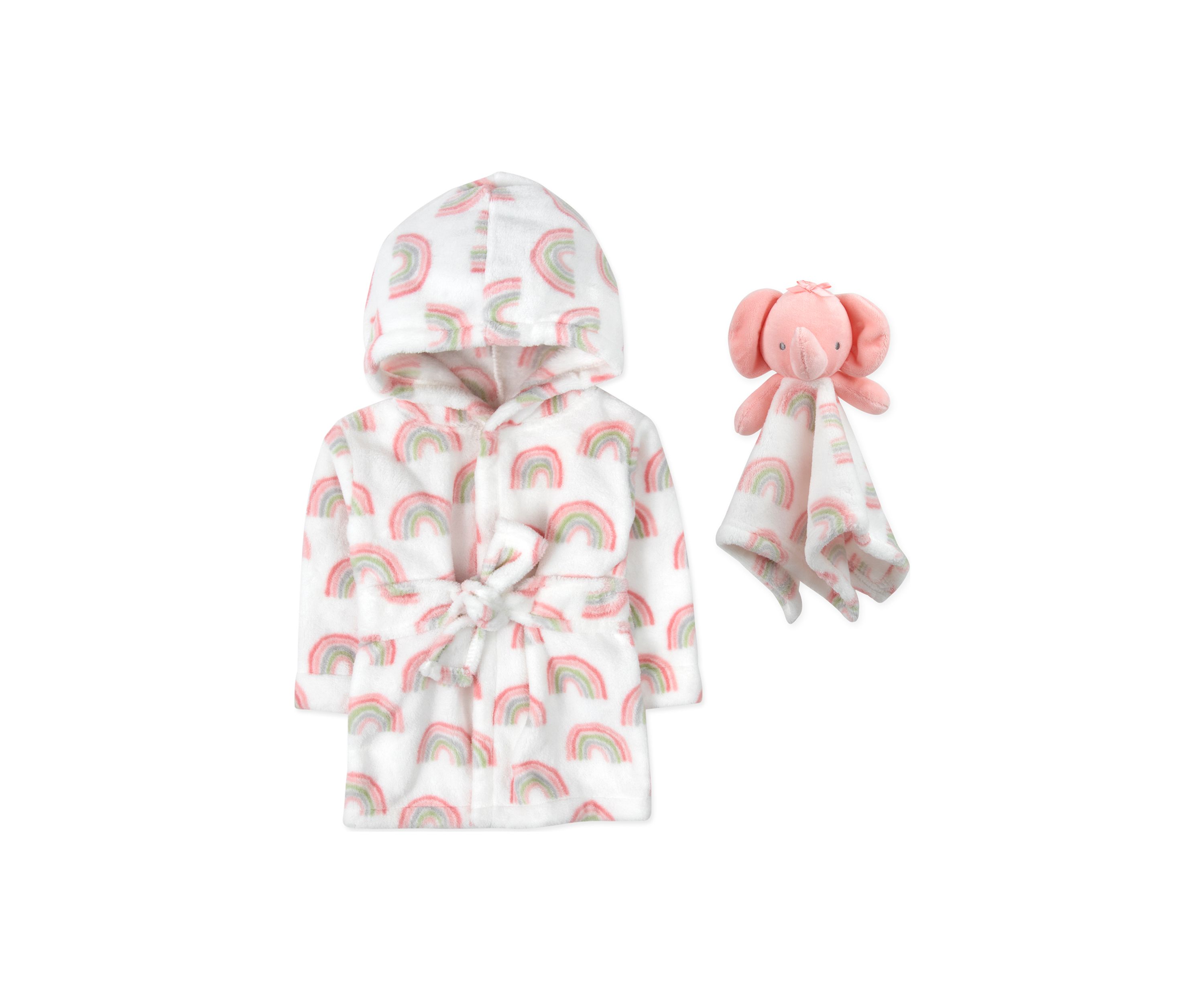 Baby Girls Rainbow Printed Robe with Blanket