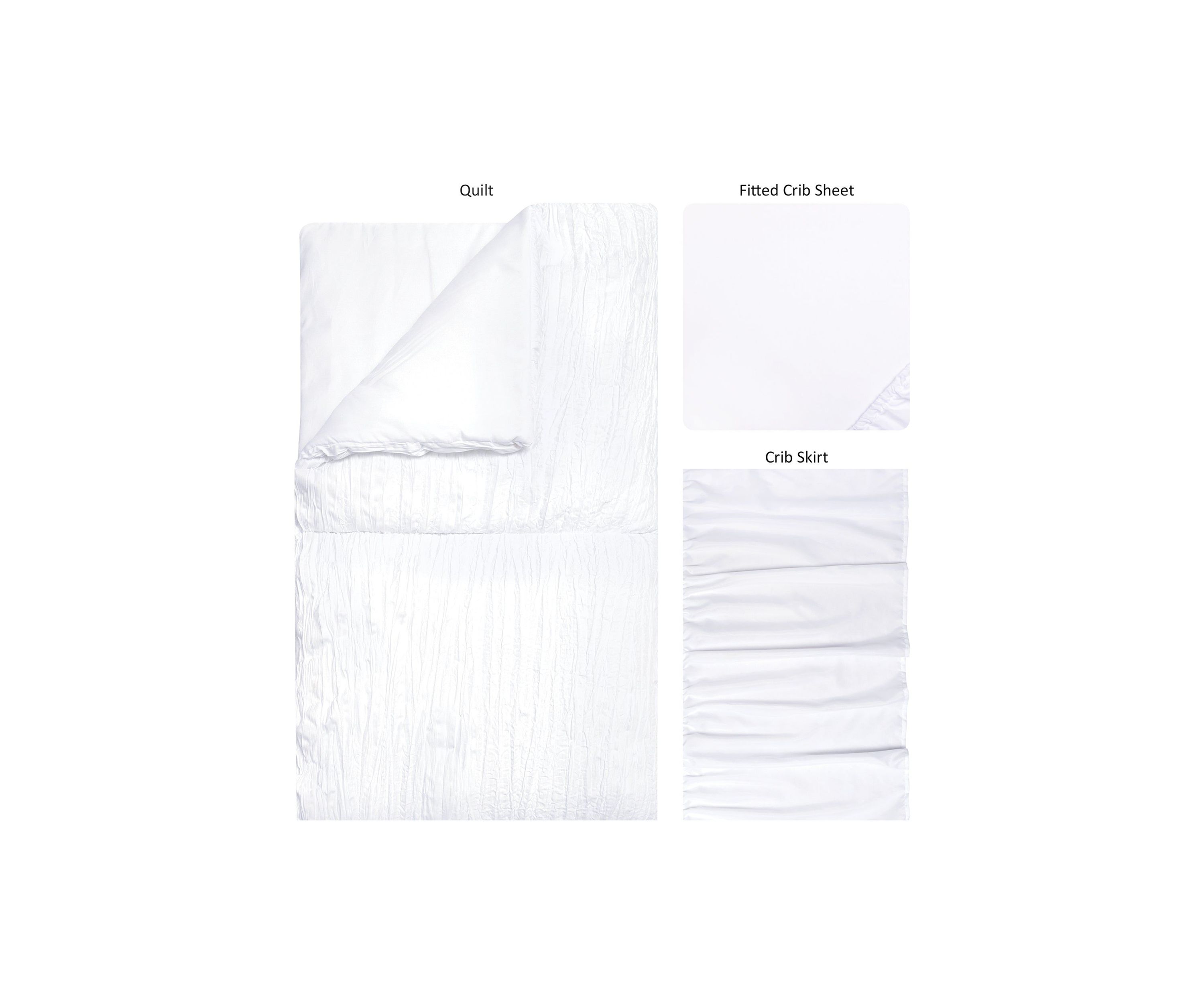 Simply White 3 PC Crib Bedding