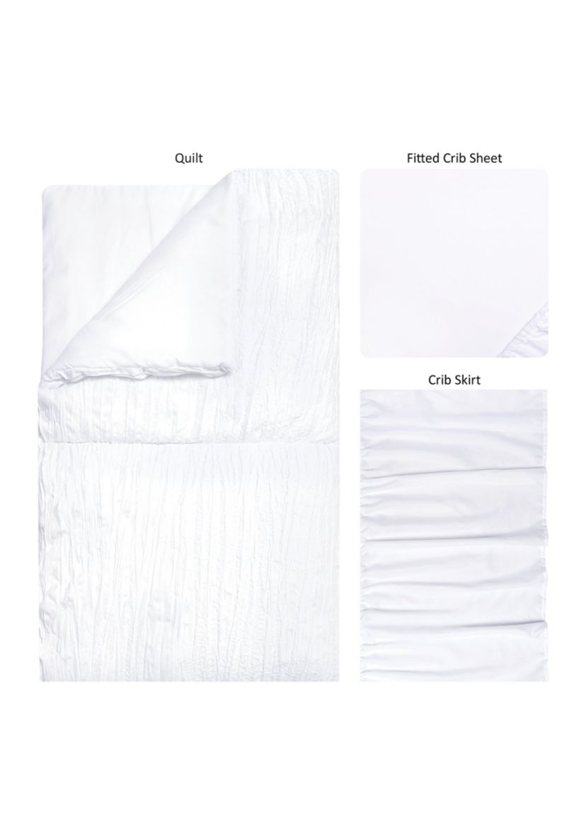 Simply White 3 PC Crib Bedding