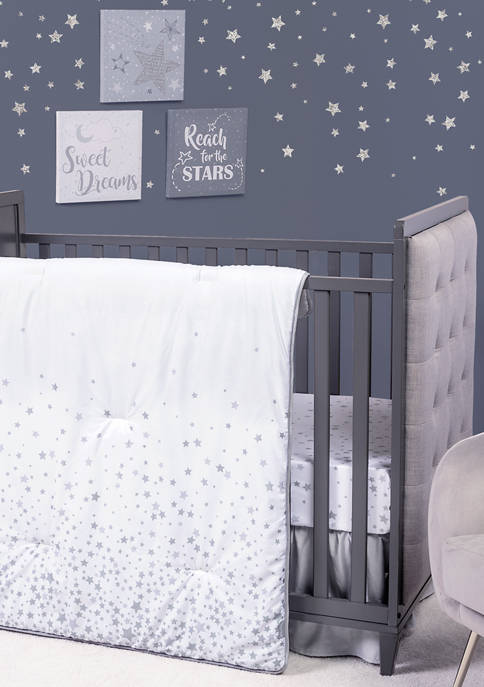  3 Piece Baby Sprinkle Stars Crib Bedding Set