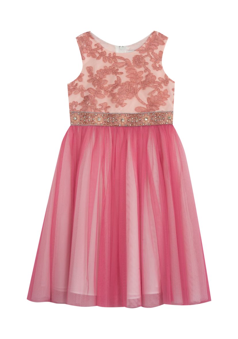 Toddler Girls Embroidered Mesh Dress