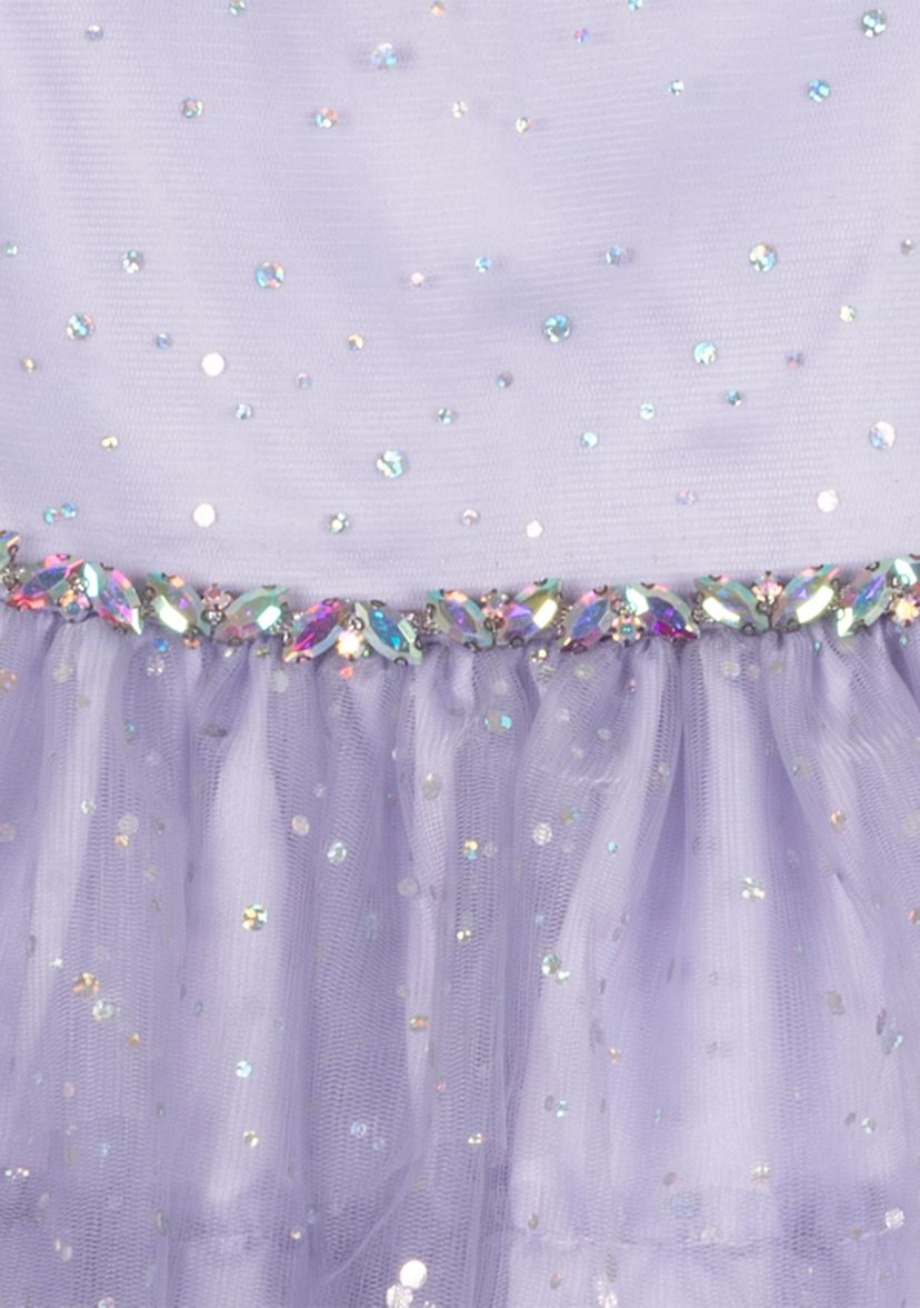 Toddler Girls Metallic Foil Dot Mesh Dress