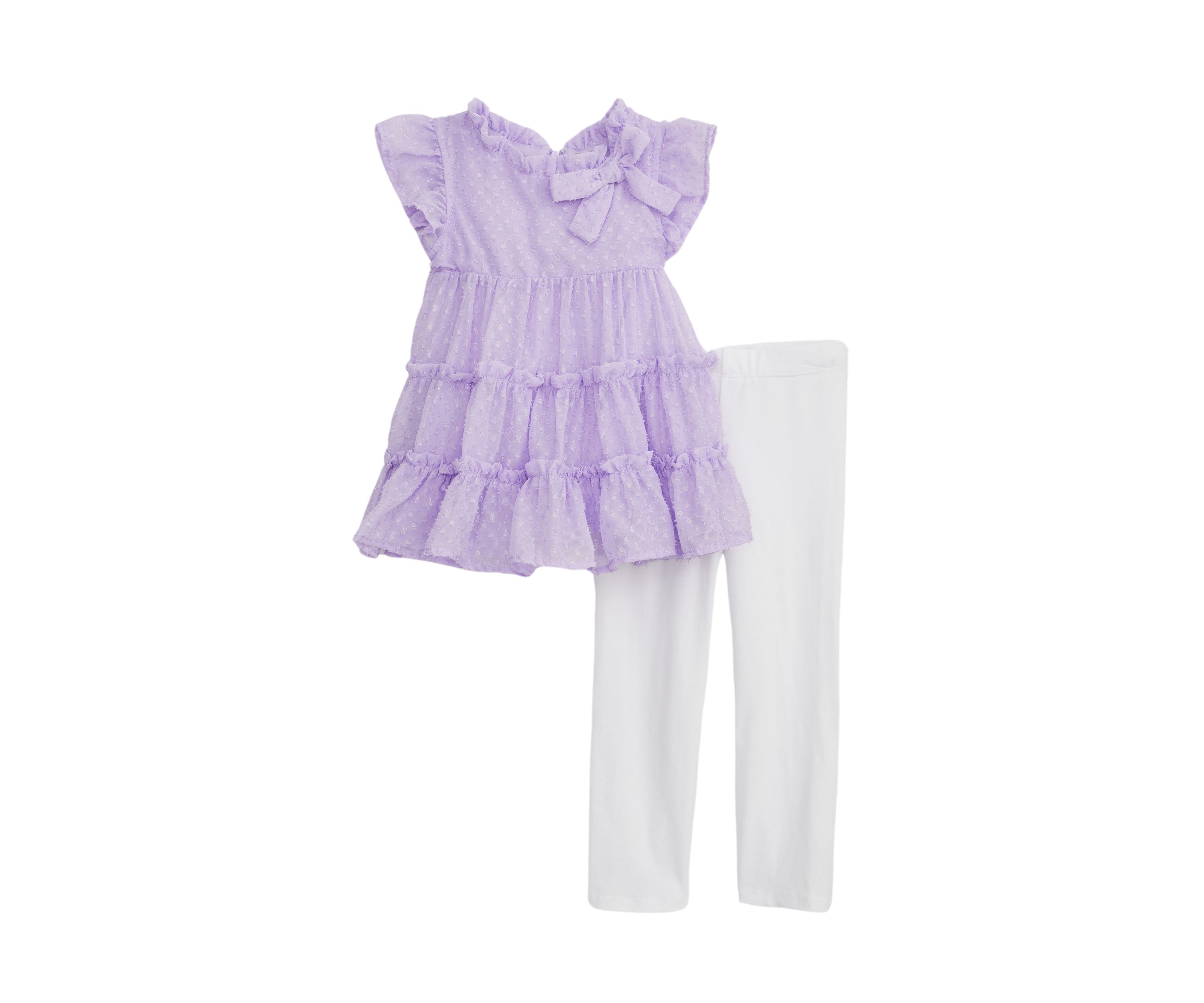 Toddler Girls Ruffle Clipdot Top and Leggings Set